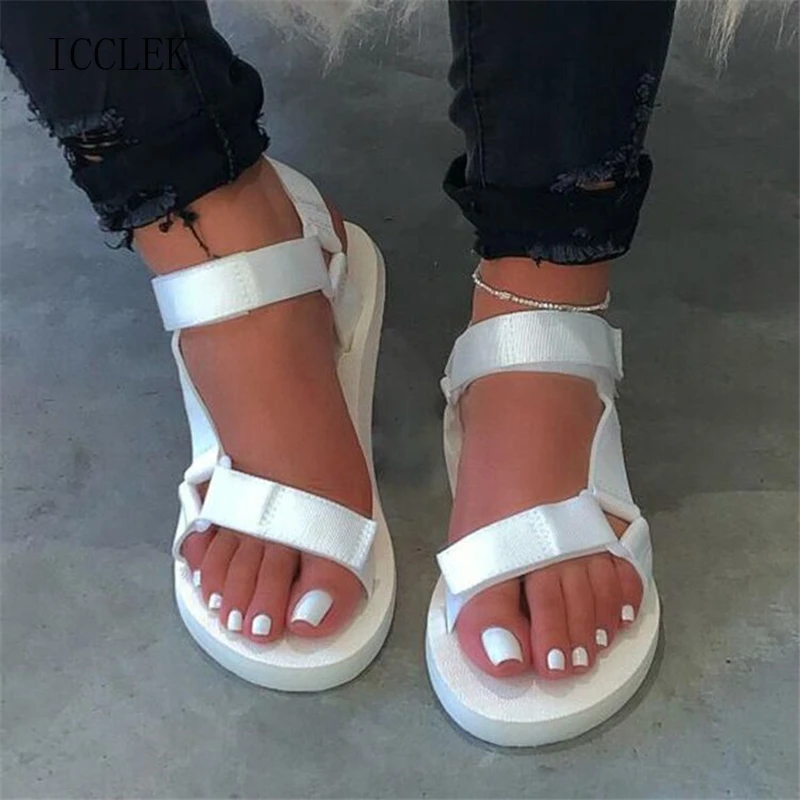 

ICCLEK Ladies Outdoor Beach Slippers 2021 New Women Spring/Summer New Soft-Slip Non-Slip Sandals Foam Sole Durable Sandals