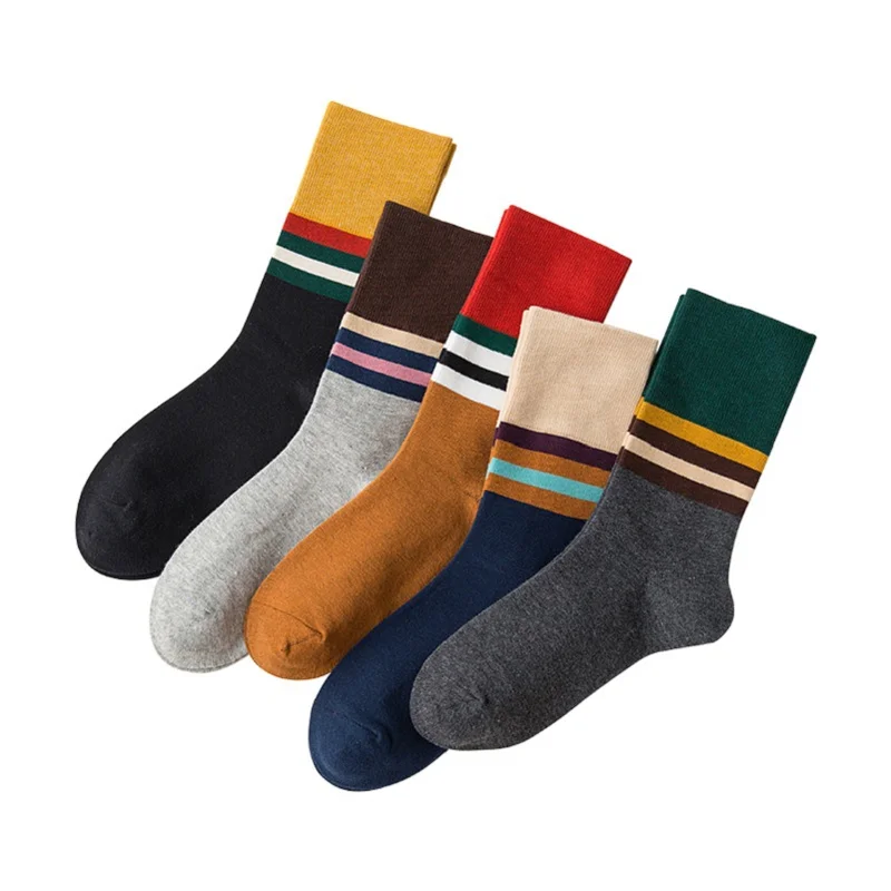 5 пар женские хлопковые носки в полоску стиле Харадзюку|Носки| |