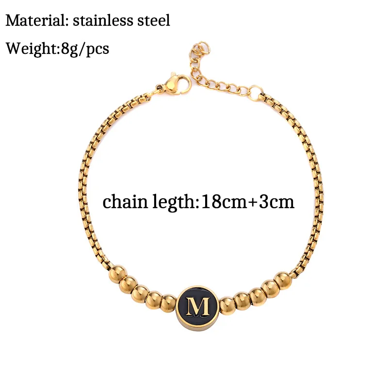 

Gold Color Letter Bracelet & Bangle for Women Stainless Steel Chain Adjustable Name Bracelets Jewelry Female Pulseras Mujer