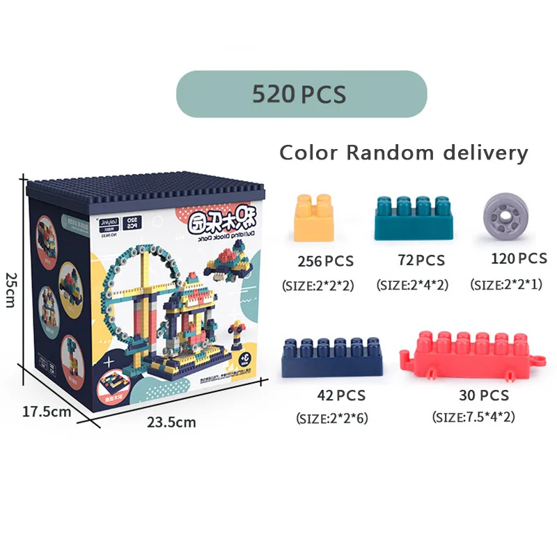 A025-520PCS 520 шт. строительные блоки с колесом обозрения парк развлечений DIY креативные кирпичи объемные модели Фигурки Развивающие игрушки для детей Подарки - Цвет: A025-520PCS