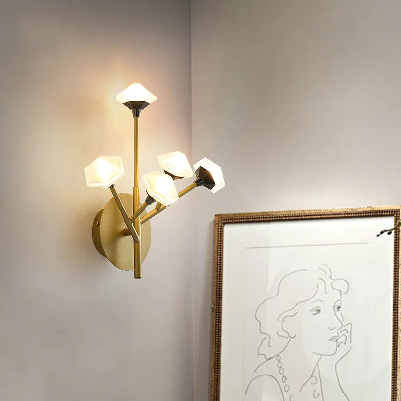 Nordic Wall Lamp Fixture Simple Bedroom Bedside Staircase Hallway Creative Wall Sconce Luxury Background Bathroom Led Wall Light