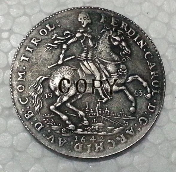 1963 Австрия 2 Ducat с защитой от ограничений например 1642 копия монеты | Дом и сад
