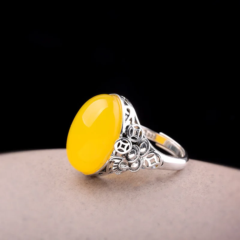 

100% new style 925 silver Thai silver ladies topaz ring coin