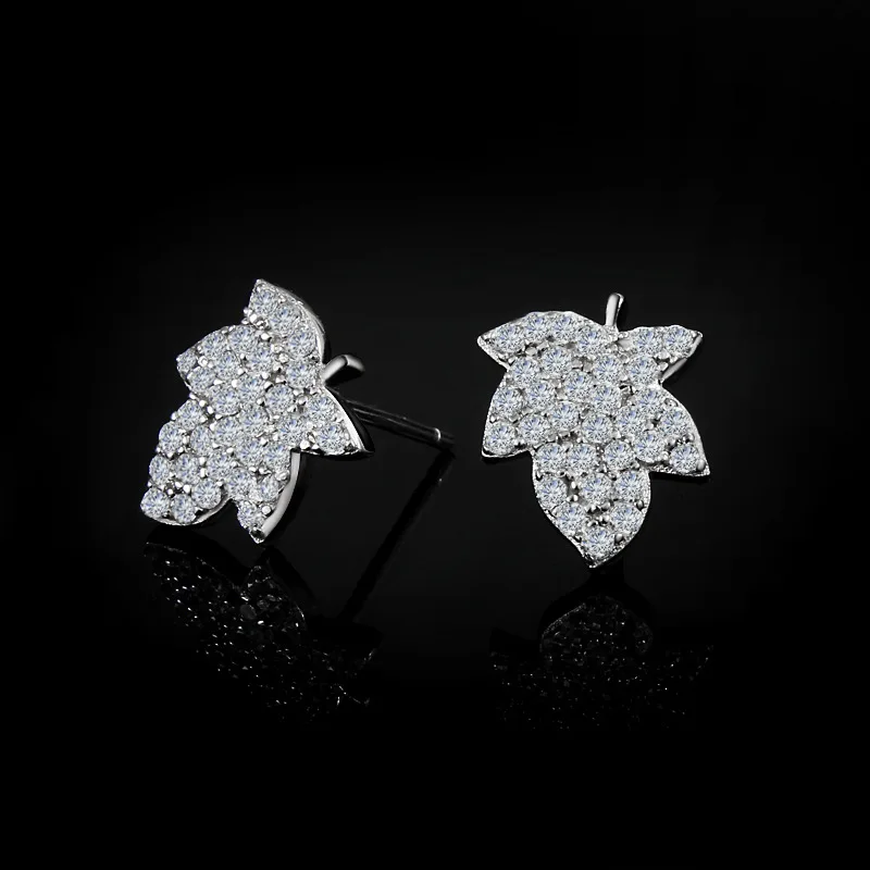 

Newest Elegant Leaves Shape Cubic Zirconia Fashion Earrings Wedding Party Jewelry for Women Color Glitter Earrings Wholesale