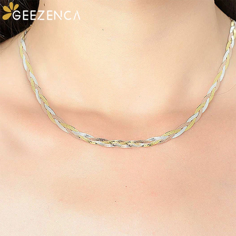 Ожерелье женское позолоченное из серебра 925 пробы трех цветов|Ожерелья| |