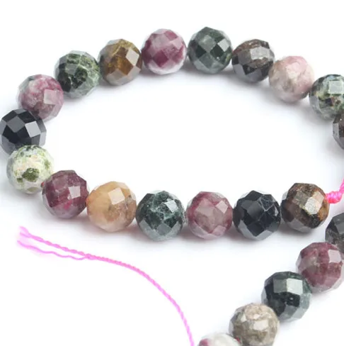 Color tourmaline LanLi натуральные украшения граненые натуральные камни всех цветов свободные бусины DIY мужской и женский браслет ожерелье аксессуары - Цвет: Color tourmaline