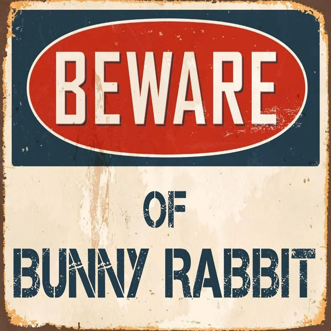 

Rabbit Retro Metal Sign Funny Family Cafe Bar Bar Manhole Wall New Year Christmas Easter 12X12 inch