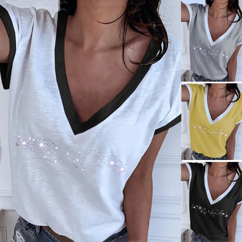 

GAOKE White Summer T Shirt Women Casual Womens Tee Shirts Harajuku Plus Size Tops Short Sleeve T-shirt Ladies Women Clothings