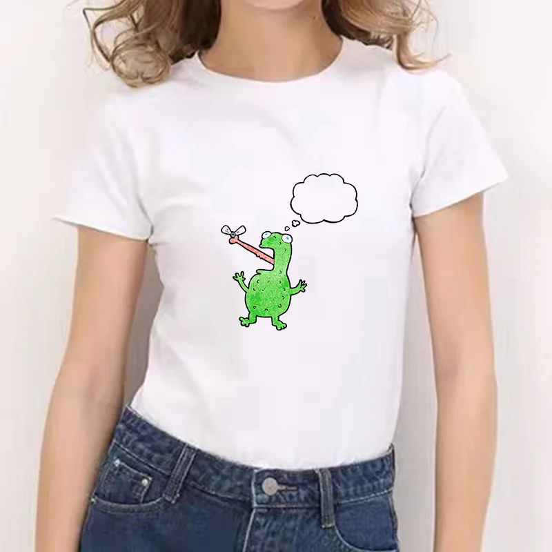 Акция 2021 Kawaii Frog дешевые футболки белые повседневные стильные мультяшный