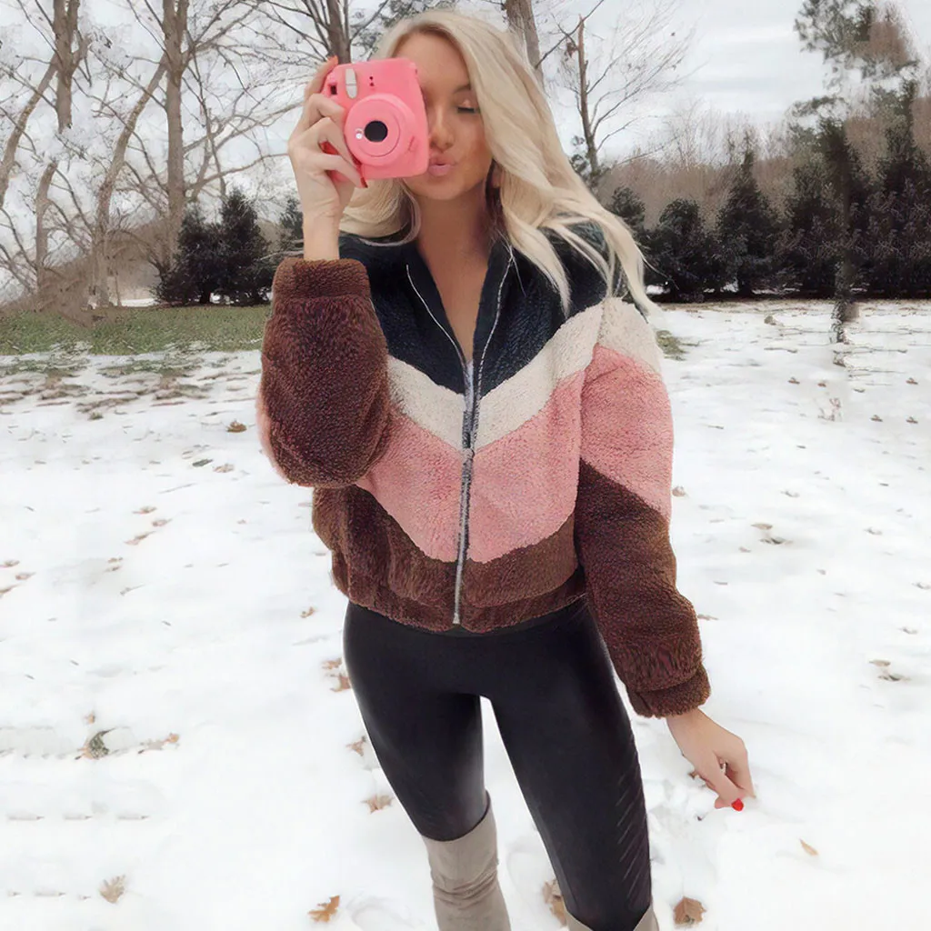 Женская куртка из искусственного меха KANCOOLD элегантная теплая мягкая плюшевая на