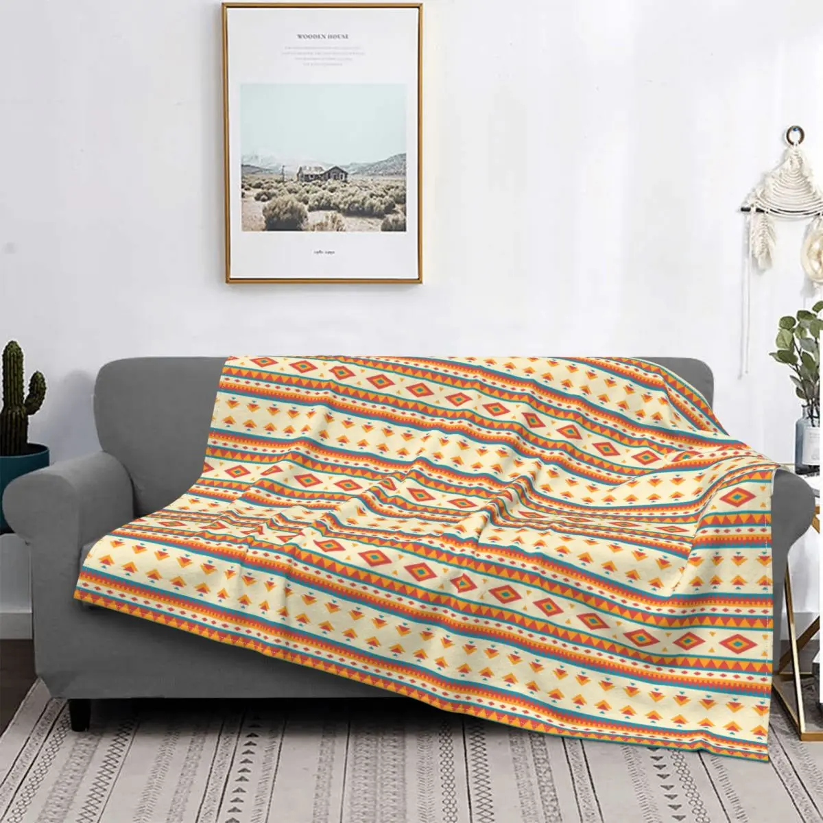 

Bohemia Boho Geometry Patterns Blanket Bohemian Plush Throw Blanket Bedroom Sofa Printed Soft Warm Bedsprea