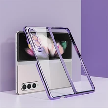 Fashion Plating Thin Phone Case for Samsung Galaxy Z Fold 3 5G Fold3 Shock Proof Clear Protective Cover Capa Coque