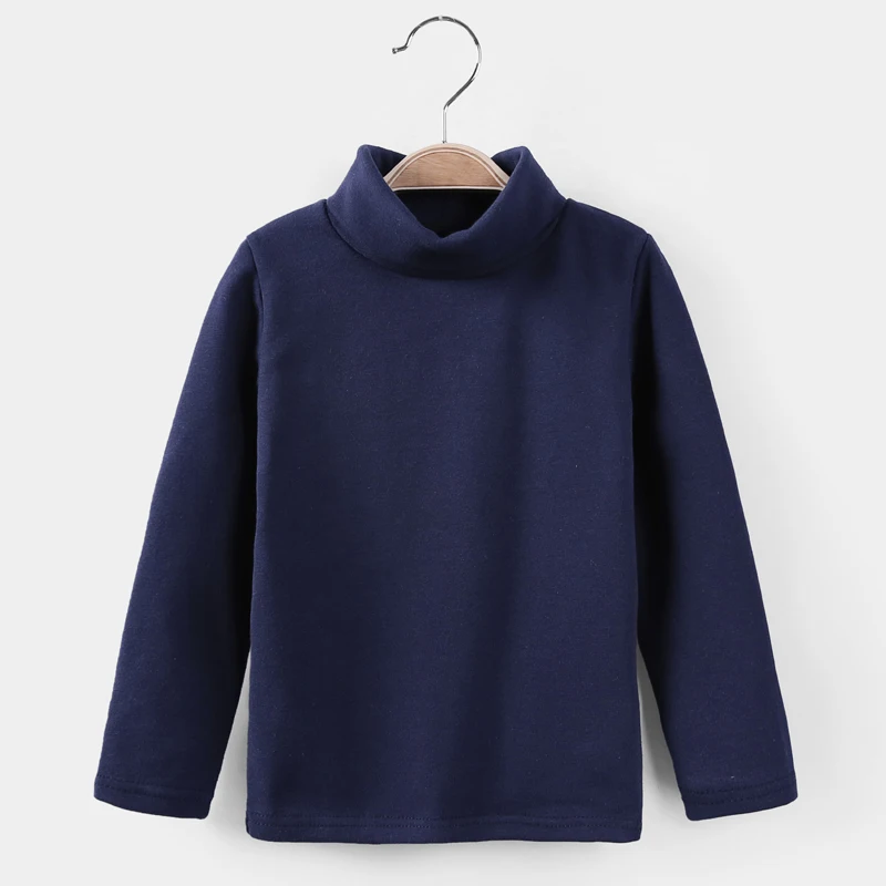 solid dark blue Новые осенне-зимние футболки для мальчиков и девочек 17 цветов, стильные детские топы с длинными рукавами для девочек, футболка одежда для малышей и больших детей унисекс - Цвет: solid dark blue