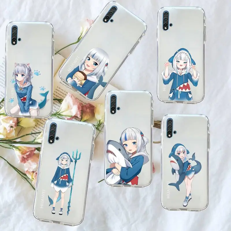 

Japan anime gawr gura cute girl Phone Case Transparent for Huawei honor P mate 40 20 30 10 50 i 9 x mate pro lite 8a