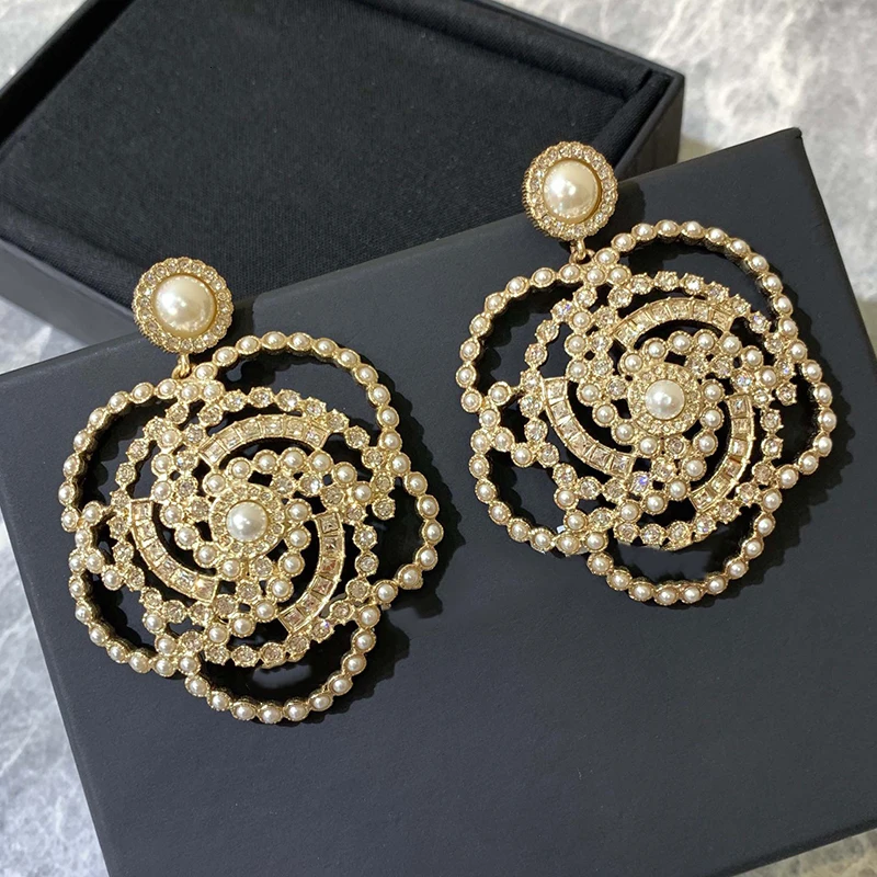 Брендовые модные жемчужные ювелирные изделия золотого цвета серьги в виде