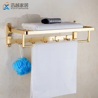 bath towel rack 48 58cm rose gold polish aluminum shower holder wall organizer hook hanger folding shelf bathroom accessories