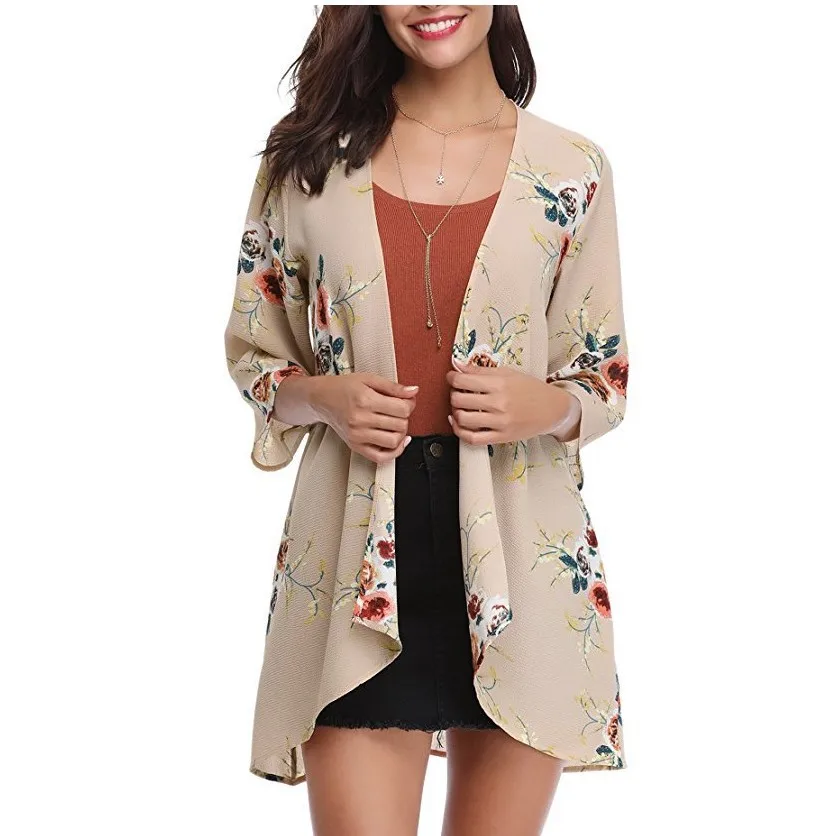Женский купальник с цветочным принтом модный Свободный кардиган v-образным