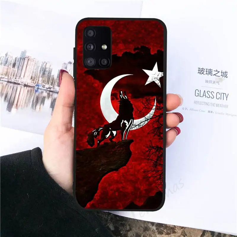 

turkey turkish flag wolf Phone Case black For Samsung galaxy S 21 20 10 8 A 51 71 50 21s 70 40 20 20e note 10 plus Ultra