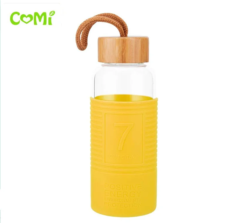 Высококачественная боросиликатная бамбуковая стеклянная бутылка для воды с