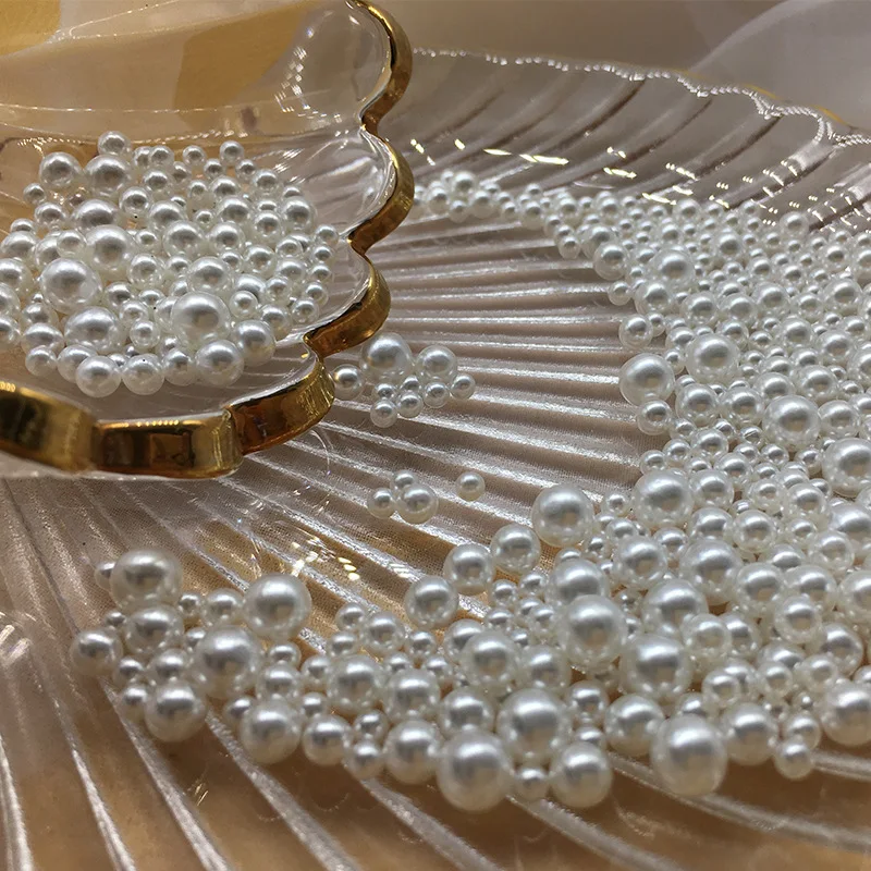 Круглые бусины из АБС-пластика без отверстий с натуральным жемчугом разные