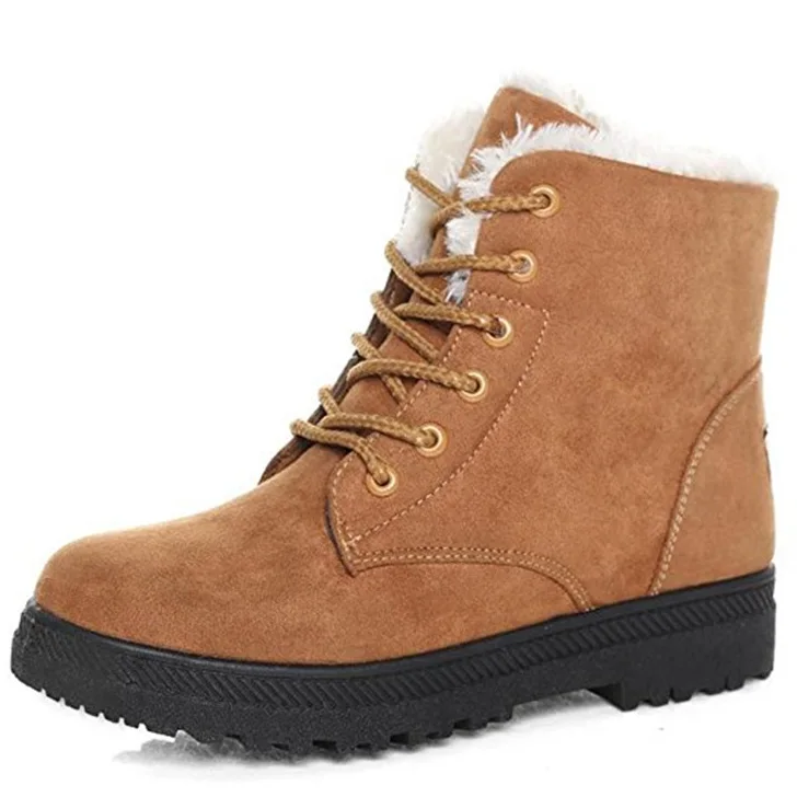 Christmas Winter Boots Women Warm Plush Ankle Lace Up Casual Shoes Woman Botas Snow Flat Feminino Mujer Botte Femme | Обувь