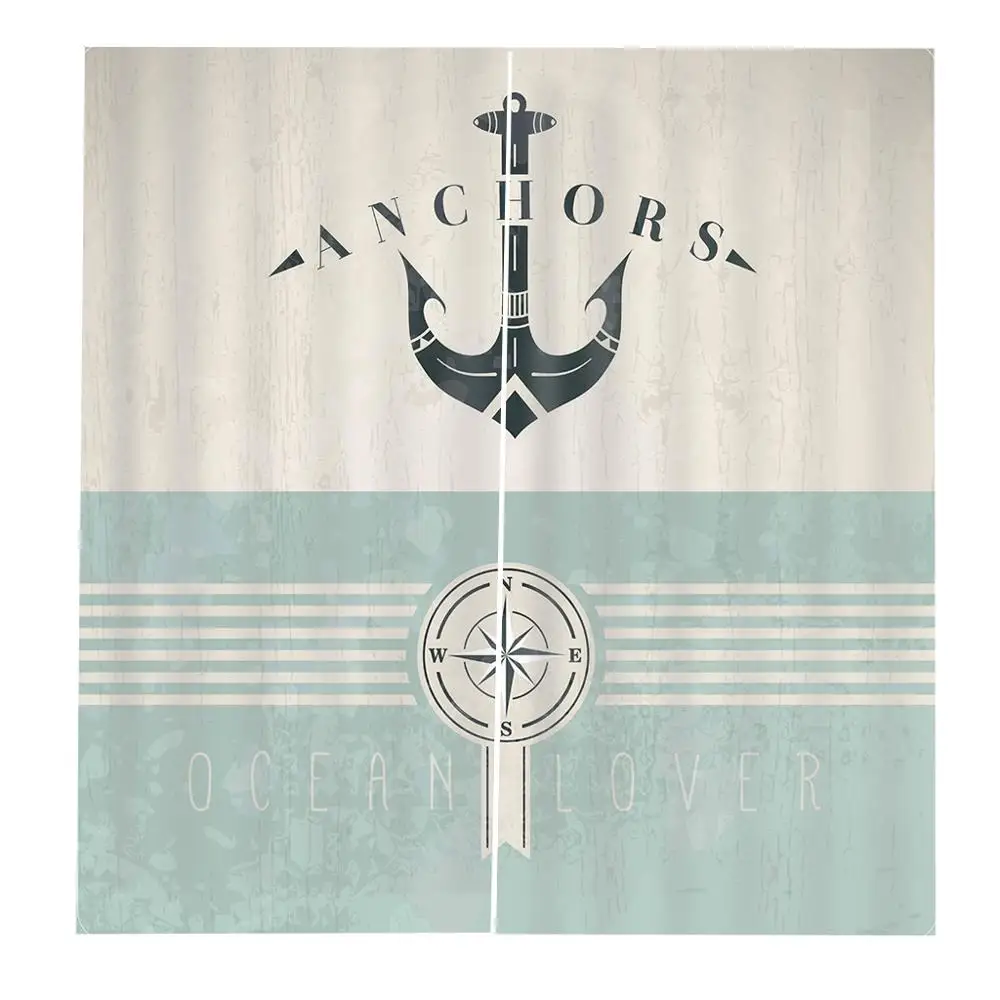

Custom size Nautical Navy Anchor Window Curtain 3D Print Living room bedroom Blackout Curtain Indoor Decor 2 Panels Grommet Top