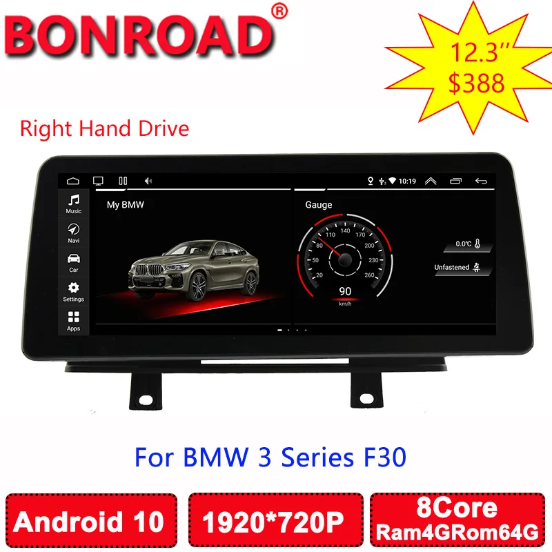 

Автомобильный мультимедийный плеер Bonroad, 12,3 дюймов, Android 10,0, для BMW серий 3/4, F30, F31, F32, F33, F36, F20, F21, Авторадио, навигация