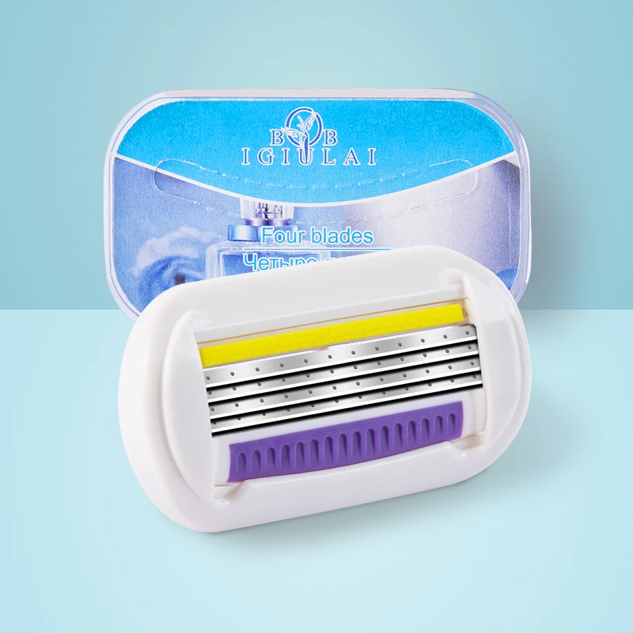 

IGUETTA 2021 New Arrival Style Blue Razor Ultra-Thin Blade Comfortable Manual Lady Hair Removal Razor Blade Set Face Razors