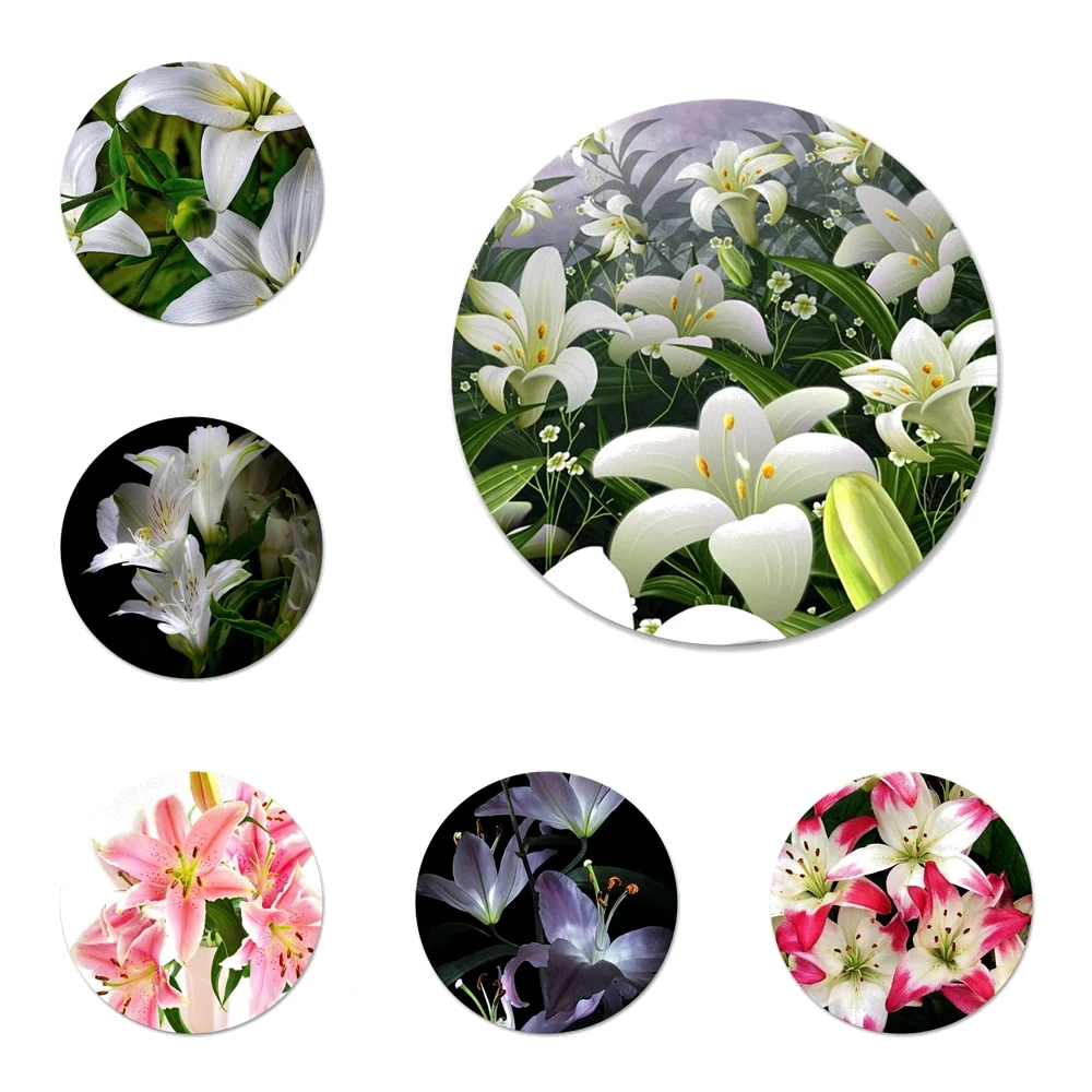 Белый розовый цветок лилии значок брошь заколка аксессуары для одежды рюкзак