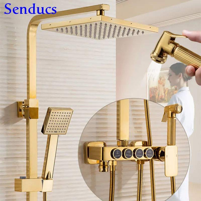 Набор для душа из латуни 8 дюймов с полкой |