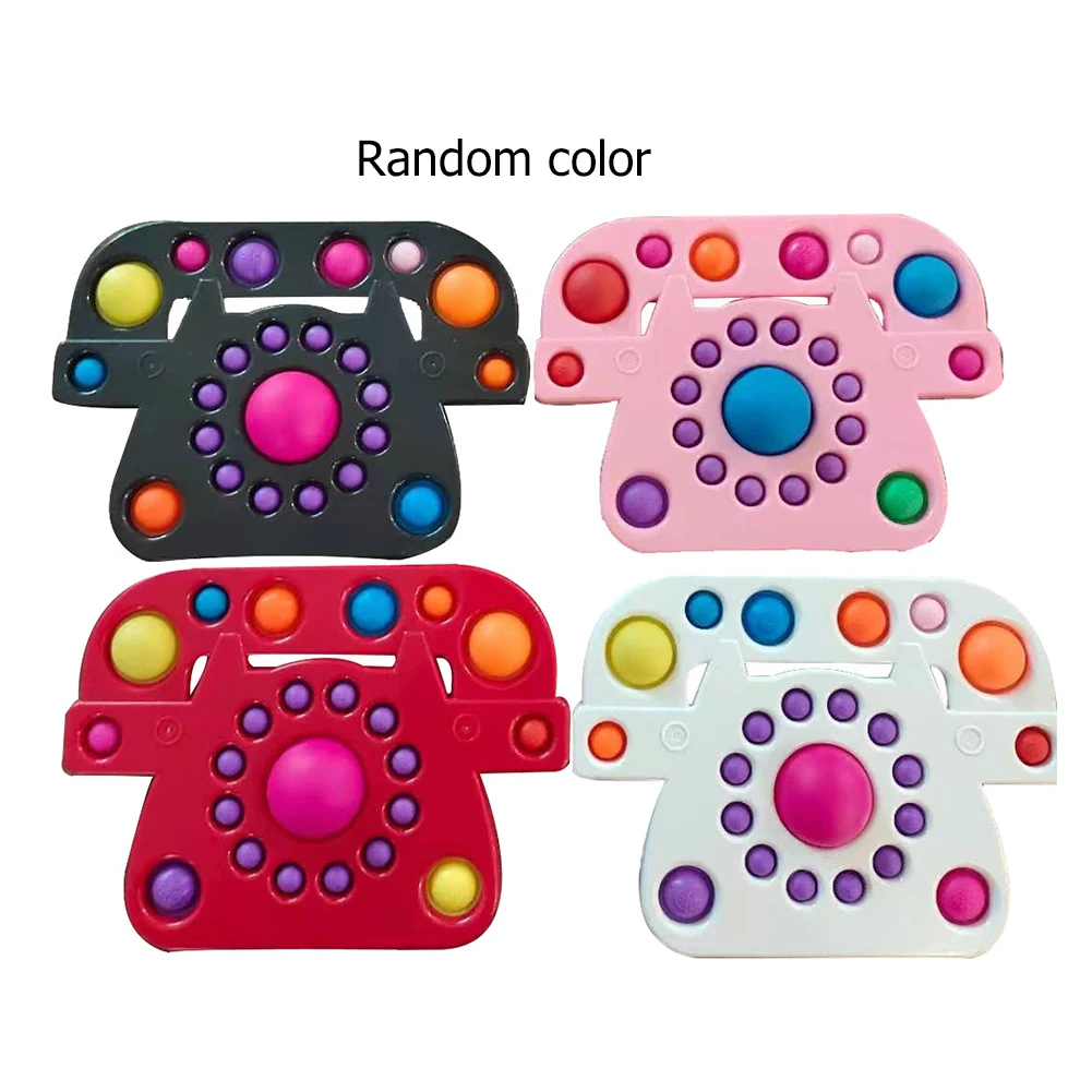 

Telephone Fidget Toys Silicone Push Bubble Anti-stress Toy Rainbow Color Simple Dimple Children's Finger Sensory Toy Phone