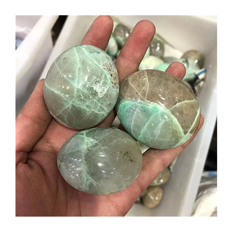 

Зеленый лунный свет, кристаллы ладони, лечебные камни, оптовая продажа, натуральный полированный драгоценный камень для украшения