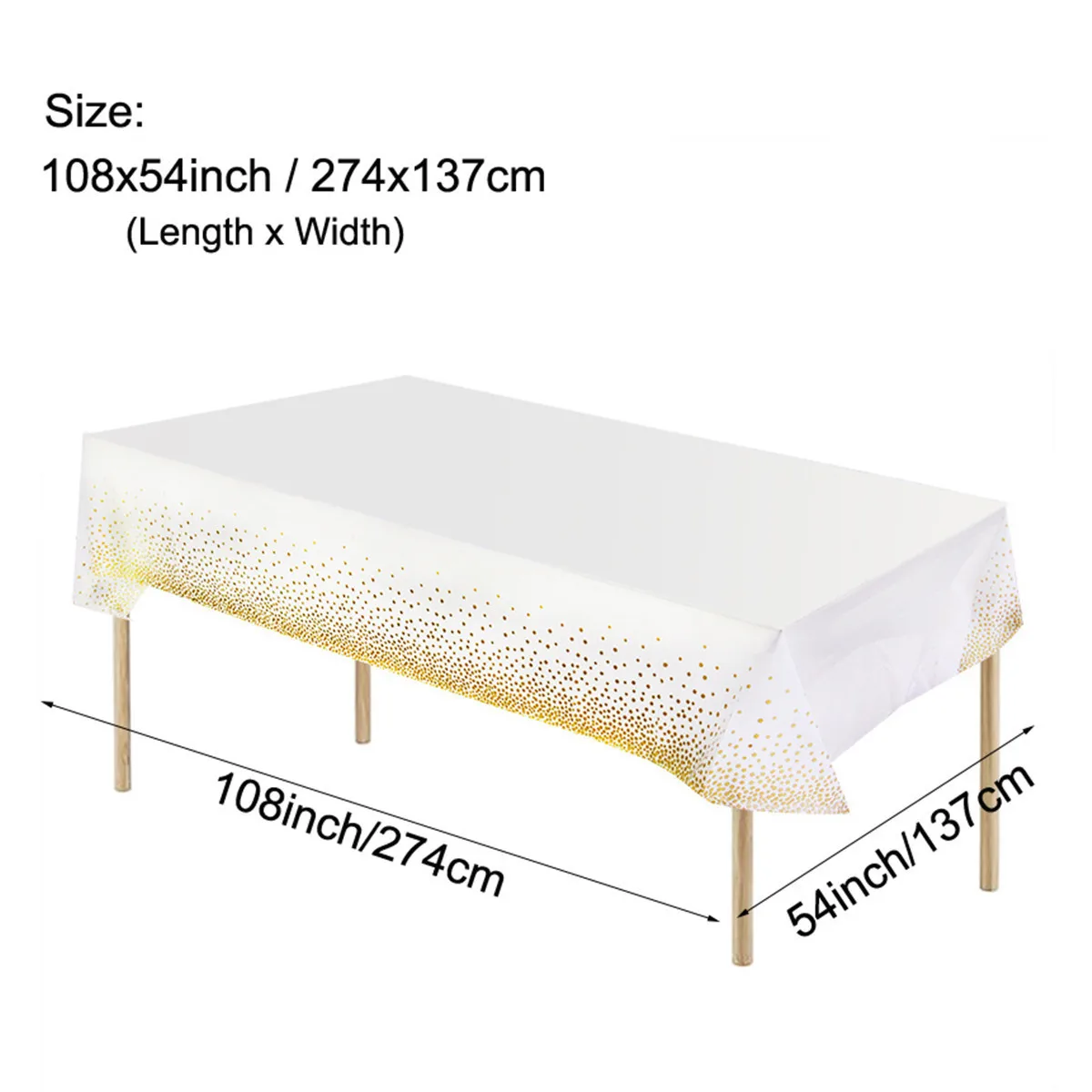 

1/4 Pcs 137 x 274cm Dot Disposable Table Cloths Rectangle Plastic Tablecloth Party Dining Table Cover Wedding Set Supplies