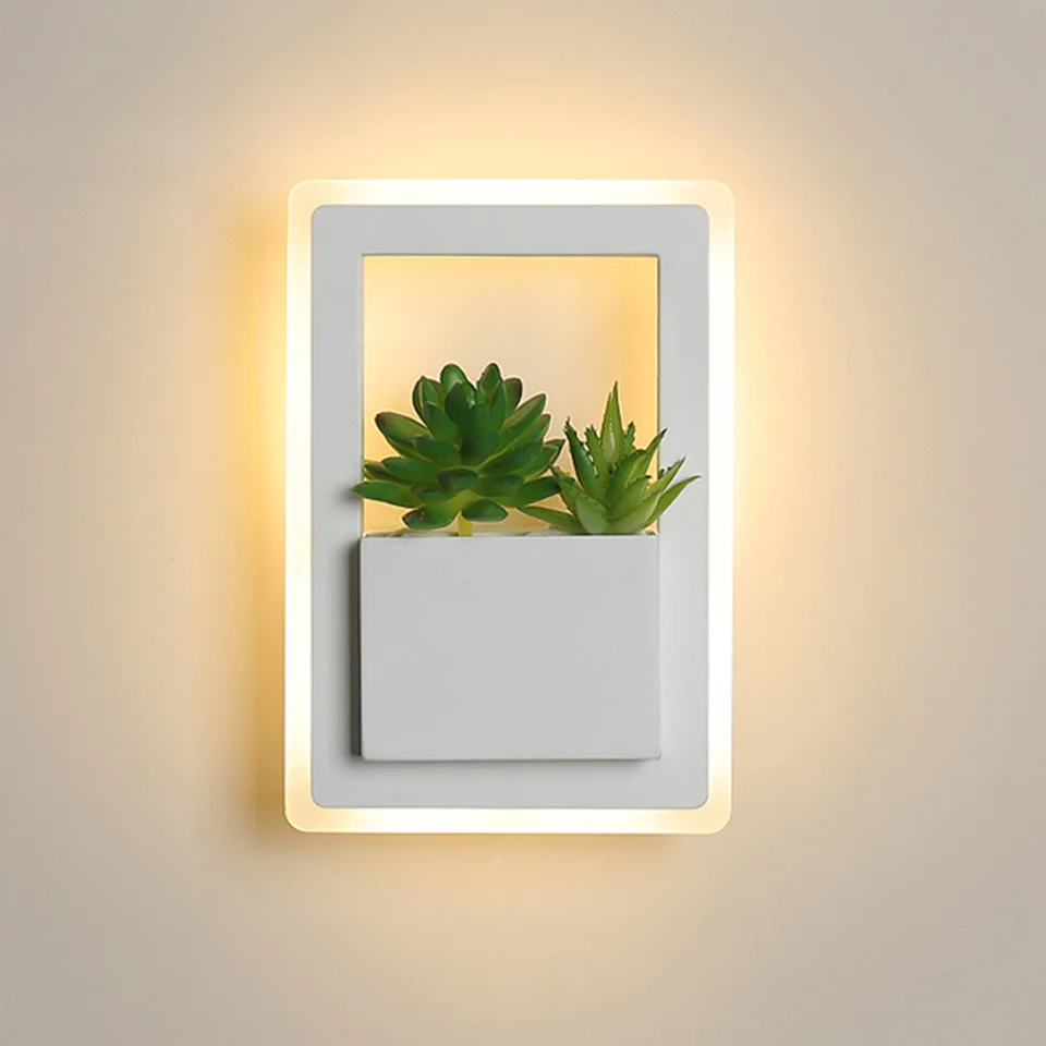 

Nordic plant creative wall lamp modern simple style bedside walkway living room corridor acrylic indoor LED wall lamp