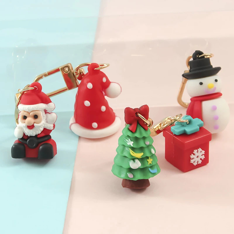 

Creative Christmas Cartoon Plastic Soft Rubber Christmas Keychain Pendant Promotional Gift American Christmas Pendant