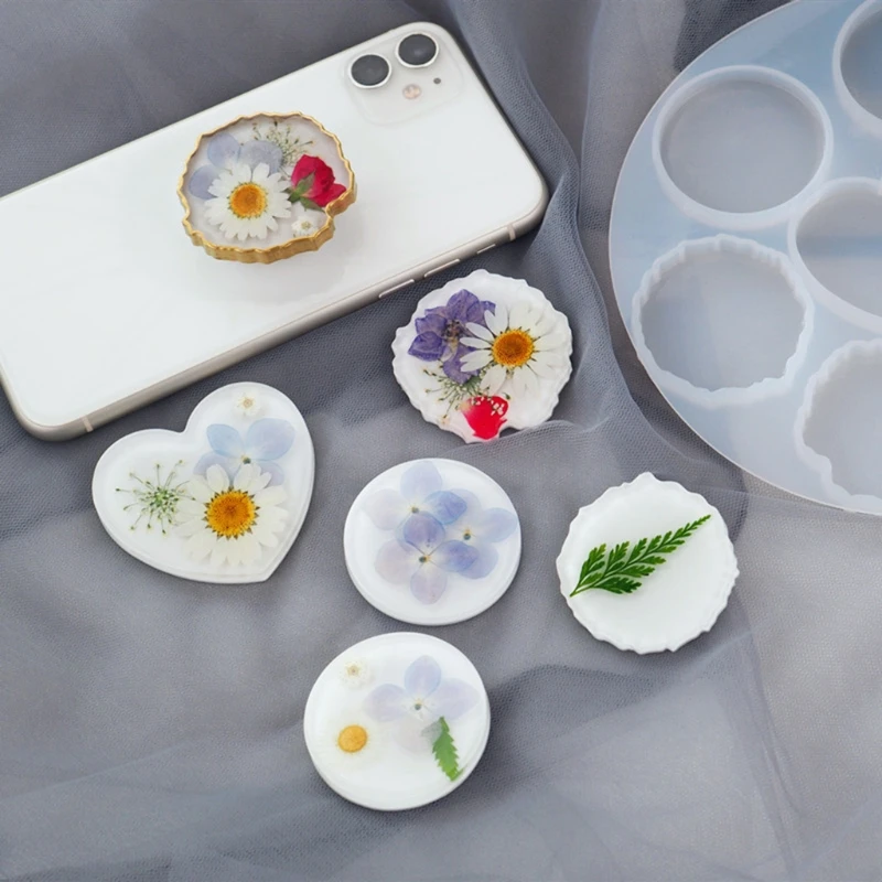 

Round Phone Grip Epoxy Resin Mold Silicone Phone Socket Circle Resin Molds Tools Drop shipping