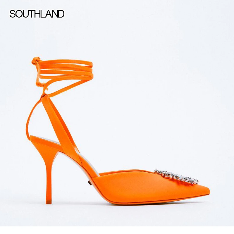 

Женские туфли на высоком каблуке, с острым носком, на ремешках