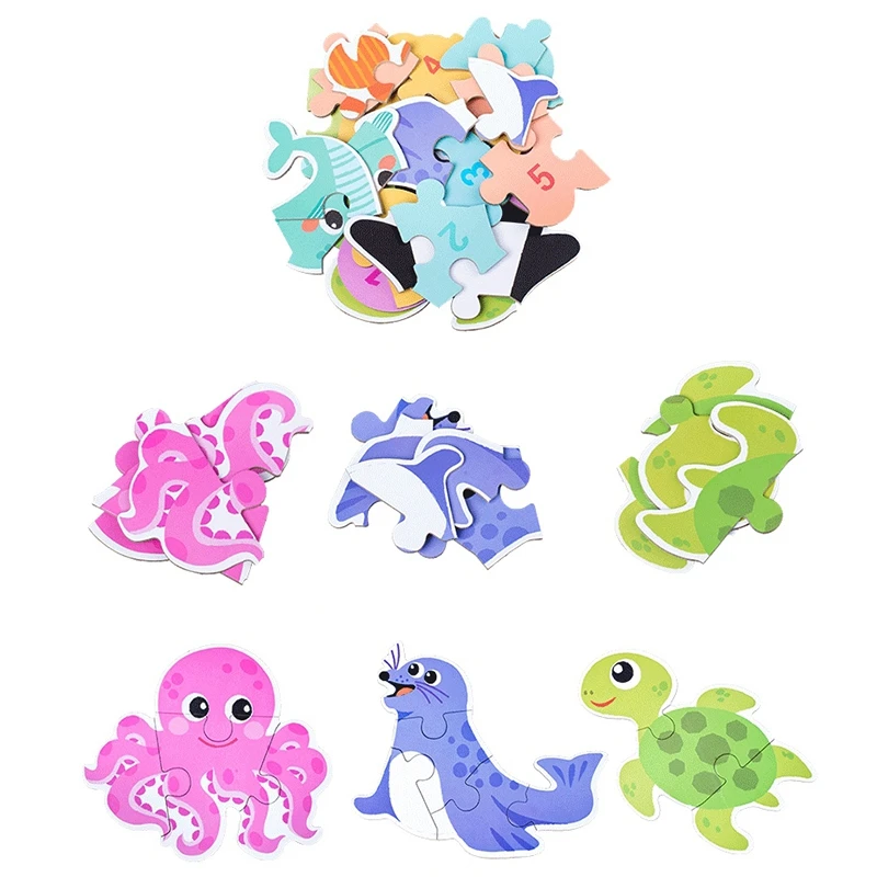 

Kids Creative Wooden Puzzle Iron Box Kindergarten Baby Early Education Cartoon Cognitive Interactive Game