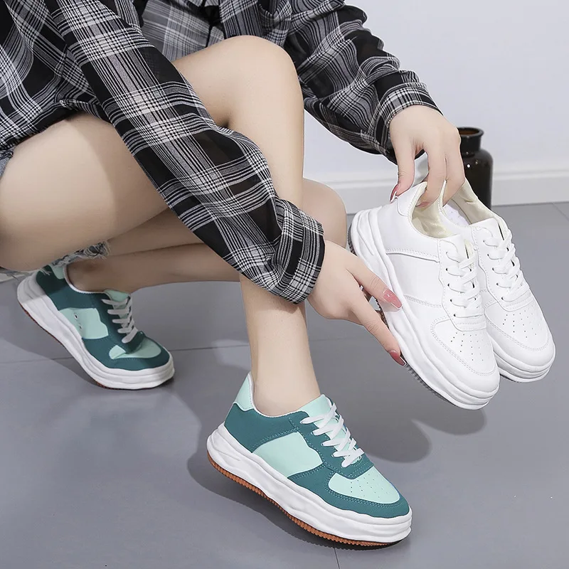 

Fall 2021 New Student White Shoes Women Korean Version Dissolving Shoes Thick Sole Shoes Women Lace Casual Single Shoes Women