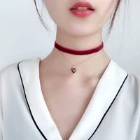 korean new style cute little red heart necklace fashion charm women short chain clavicle elegant women party jewelry gifts