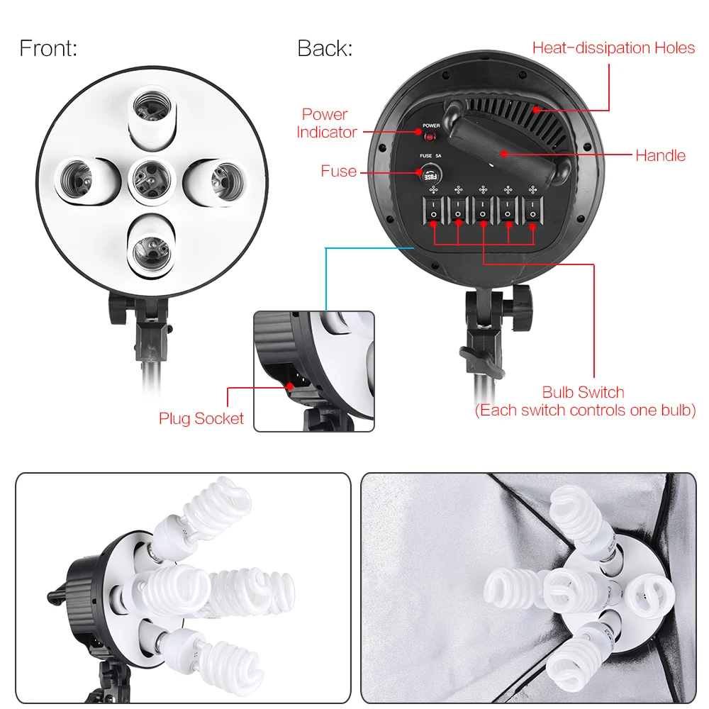 Софтбокс Andoer для фото-и видеосъемки комплект освещения фотооборудование Лампа