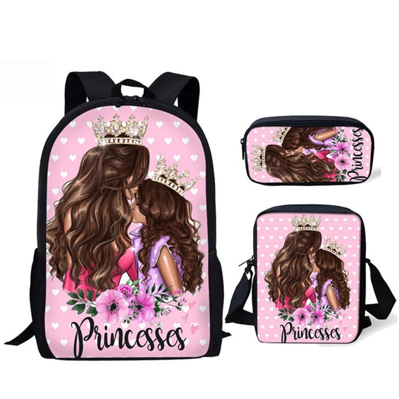 ELVISWORDS, школьные ранцы с принтом королевы принцессы, рюкзак для детей, повседневный набор для девочек, школьный портфель, ортопедический рюк...