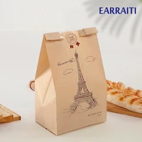 100pcs 33x16x11cm paper bread bags for bakery kraft bags for food toast bread bag window baking packaging with sticker oil proof