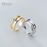 modian gold color double circle genuine sterling silver 925 ring for women open adjustable finger fashion fine jewelry gift