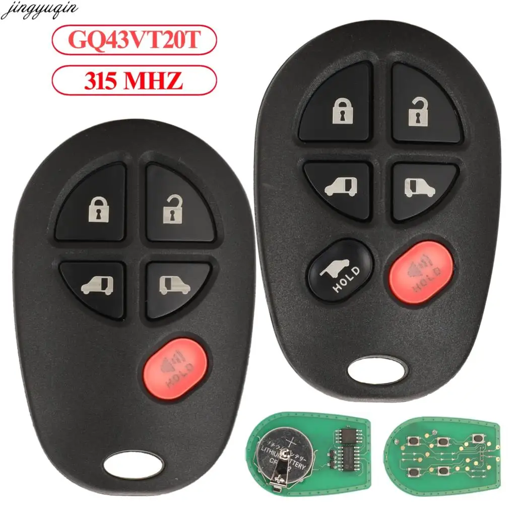 

Jingyuqin Remote Control Keyless Entry Car Key 315MHZ For Toyota Highlander Sequoia Sienna Tundra GQ43VT20T 5/6 Buttons