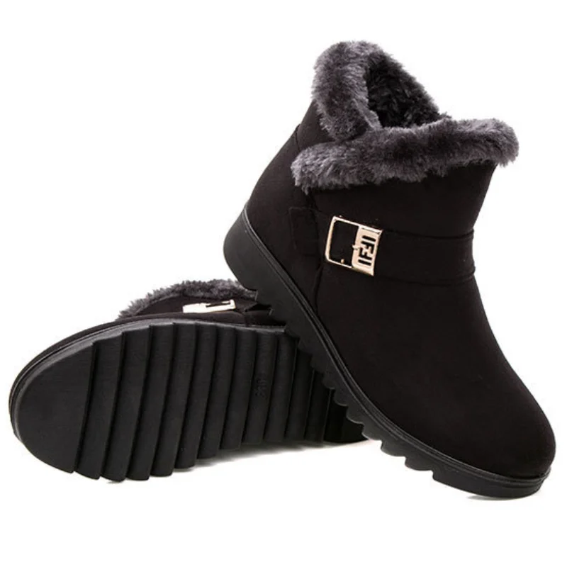 

Women Casual Cotton Shoes Outdoor Ankle Boot Comfortable Plush Non-slip Warm Snow Winter Thick Plush Suede Boots Botas Mujer