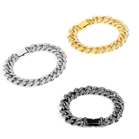 classic rhinestones bracelets for men alloy bangle 3 color fold over clasp unisex bracelets new fashion jewelry