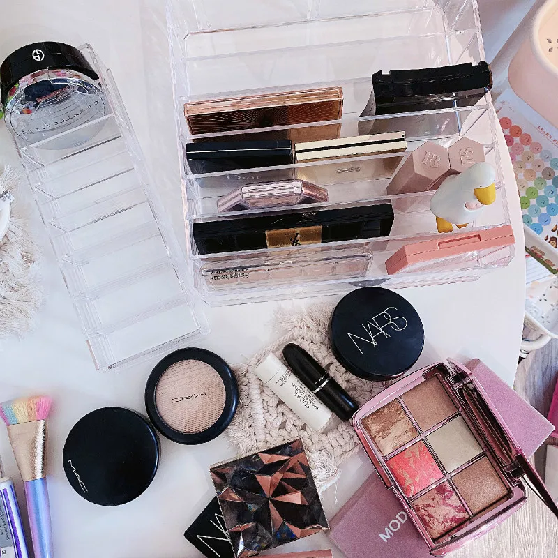 

Transparent Cosmetics Lipstick Storage and Finishings Shelf Large capacity Simple style Makeup Storage Shelf Desk Storage Box