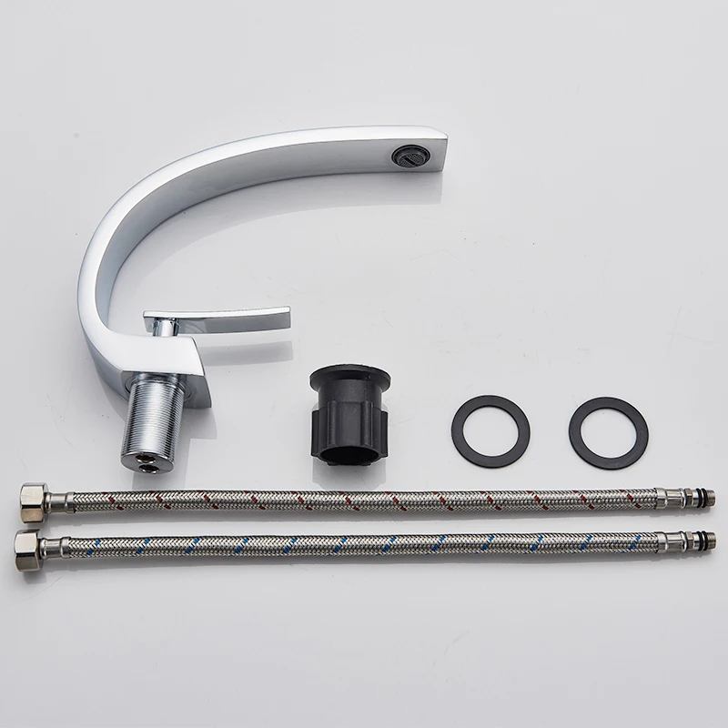 

Quyanre Chrome Orange Basin Faucets Modern Bathroom Mixer Tap Brass Washbasin Faucet Single Handle Single Hole Elegant Crane Tap