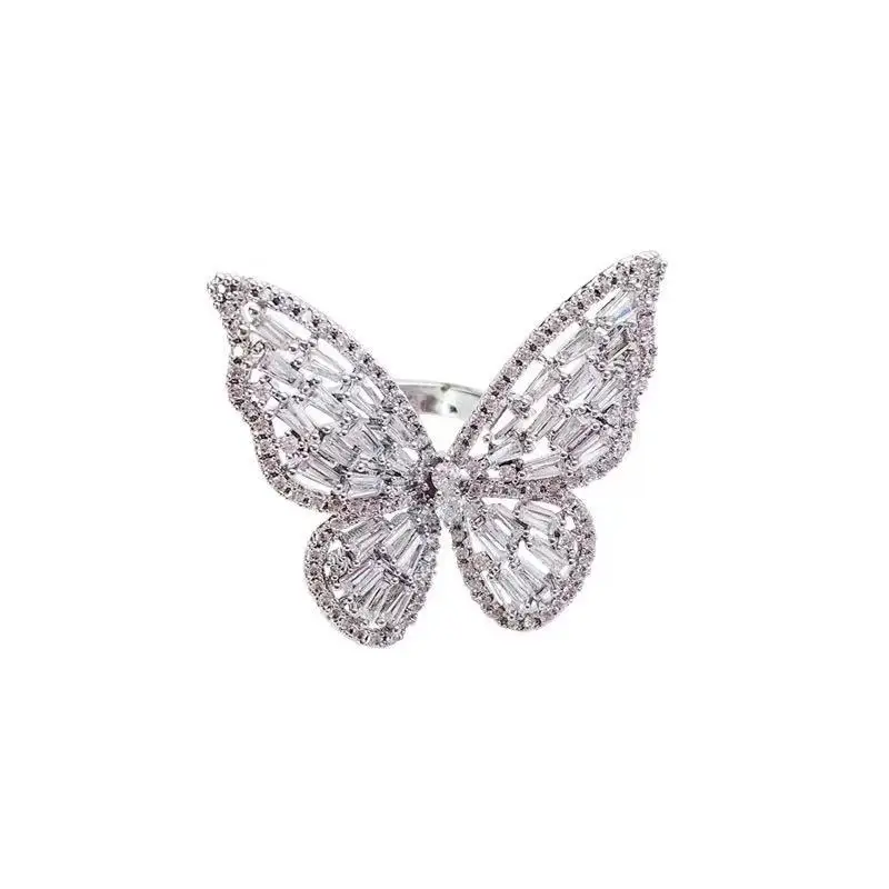 

Smart and Elegant Butterfly Design Silvery Opening Rings For Woman Korean Fashion Jewelry Gothic Accessories Girls' Luxury Ring